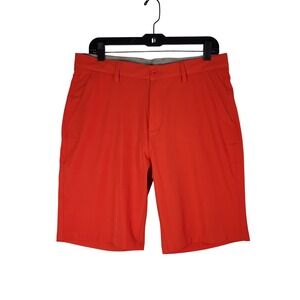 Mens Golf Shorts 9" Inseam‎ Red Orange Stretch Performance 32 Hreski Flat Front